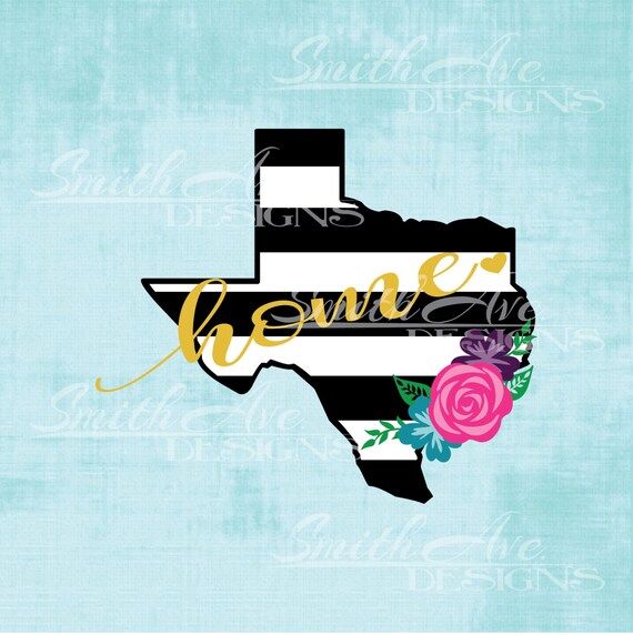 Download Striped Texas with Flowers SVG FileStriped States Quote Cut