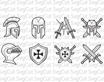 Medieval svg, Knights crosses swords helmets svg file for digital cutting machines Silhouette and cricut
