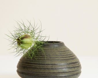 little green vase, handmade, wheel thrown, stoneware clay, glazed