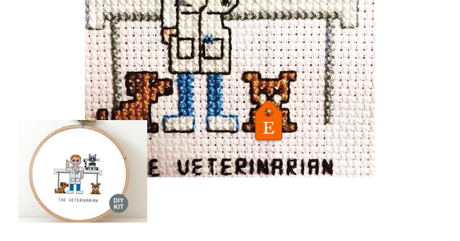 Cross Stitch Kit Veterinarian. Gift for animal lover. DIY New