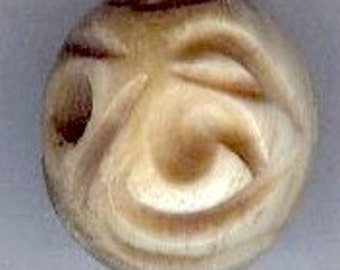 14mm Deeply Carved Tea Dyed Bone Round Beads 2pcs