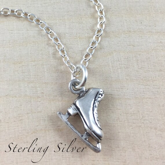 Items similar to Ice Skate Charm Necklace Sterling Silver Charm and