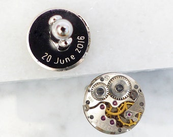 Personalized Vintage Watch Movement Steampunk Cufflinks