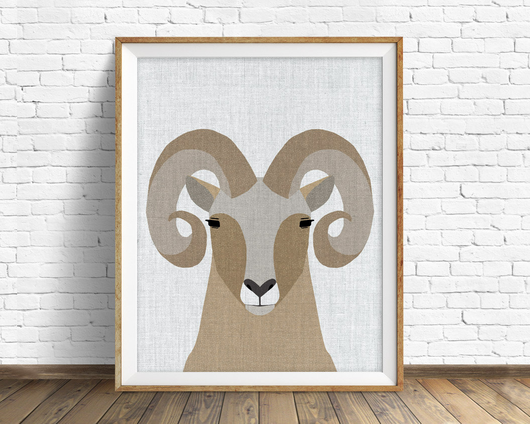 bighorn sheep - art print, large art, mid century modern wall art bighorn sheep - art print, large art, mid century modern wall art