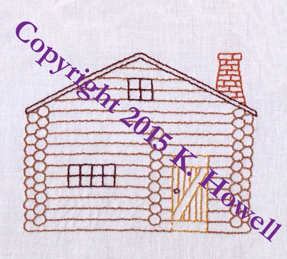 Cabin Hand Embroidery Pattern Log Cabin Woods PDF