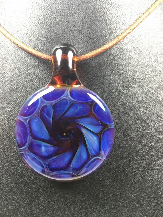 Hand blown glass pendant boro borosilicate bead necklace