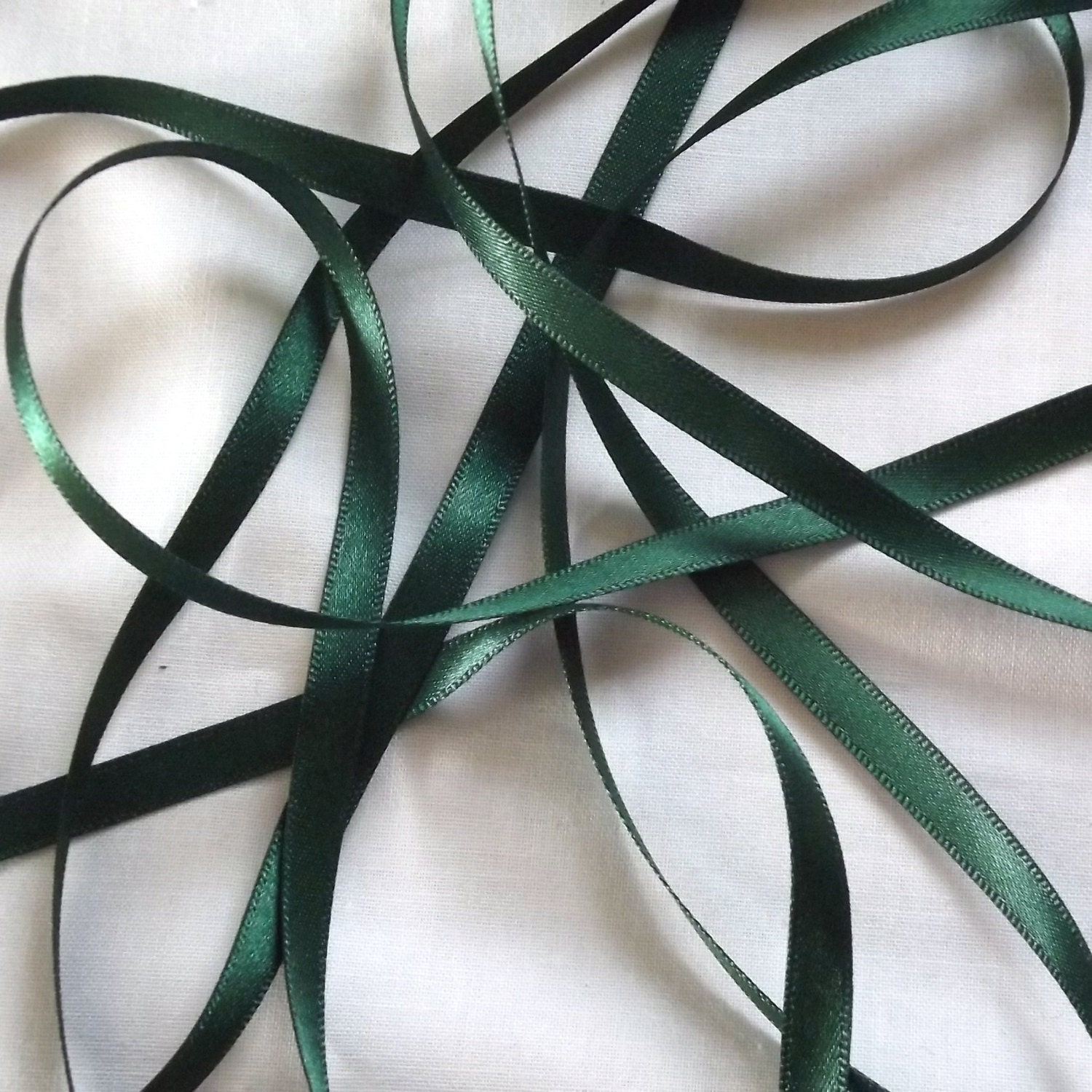 Forest Green Double Satin Ribbon. 7mm x 4 metres