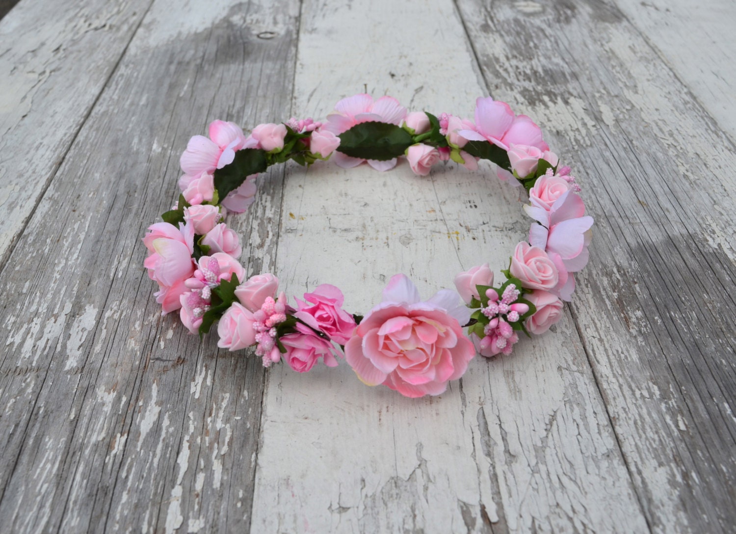 Pink Rose Floral Crown Pink Flower Headband Flower Crown 