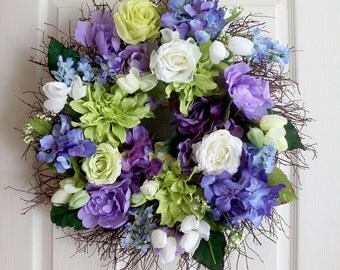 Peony and Roses spring wreath for front door, Mother's Day gift, wreathe, front door decoration, Summer Wreath, gift for Mom, wedding wreath