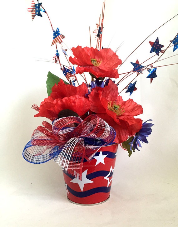 Fourth Of July Centerpiece Patriotic Floral Arrangement