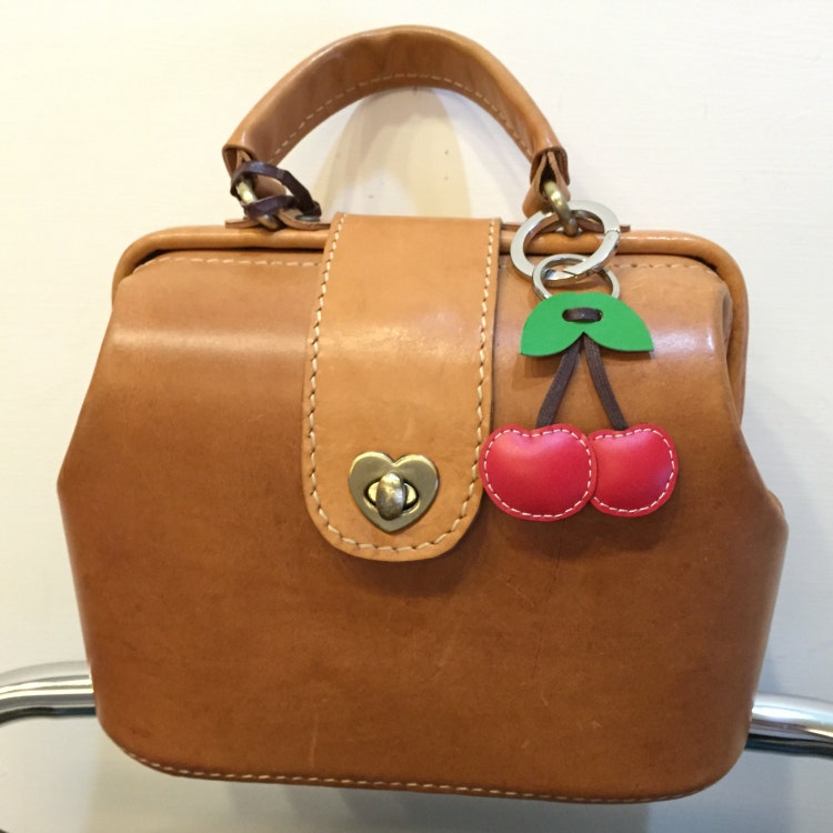 Leatherprince Cherry leather keychain by leatherprince on Etsy