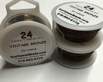 24 Gauge Vintage Bronze Enameled Copper Craft Wire 20 yards Made in USA