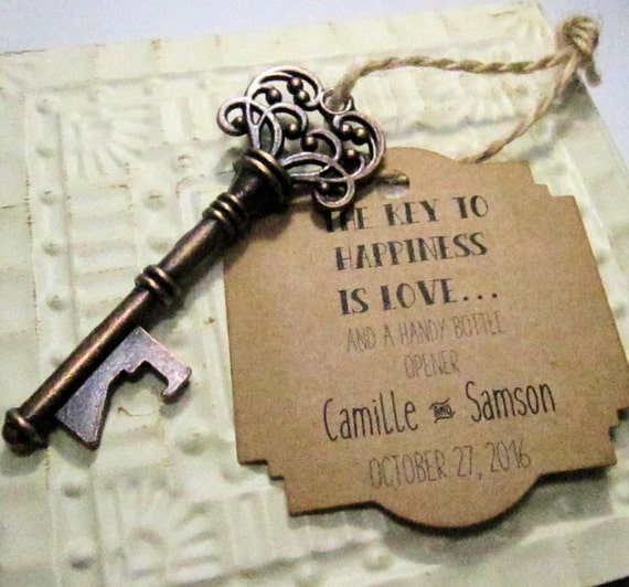 Key Bottle Opener Rustic Wedding Favor Set of 10