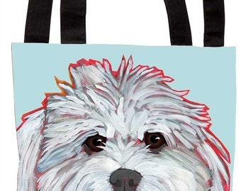 Mommy's Little Girl canvas tote bag, purse, coton de tulear, maltipoo, maltese, bichon, cotton dog