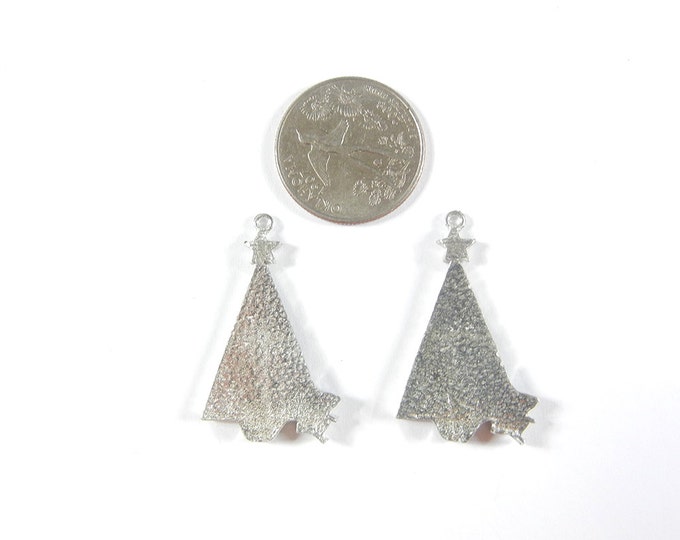 Pair of Pewter Christmas Tree Charms