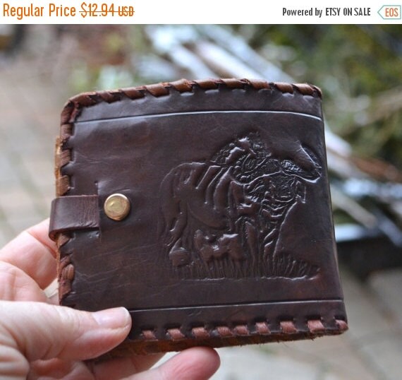 SEPTEMBER SALE TOOLED Leather Wallet Vintage by StudioVintage