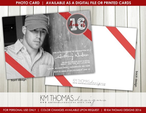 Photo Graduation Invitation : Graduation Photo Announcement - High School - College - Senior Year - Commencement - Class of 2016 - GR103 Il_570xn