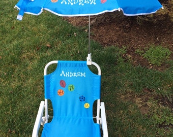 Personalized beach chair & umbrella for kids
