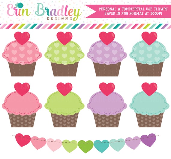 Valentines Day Cupcakes Clip Art Commercial Use Holiday Clipart Graphics Instant Download Il_570xn