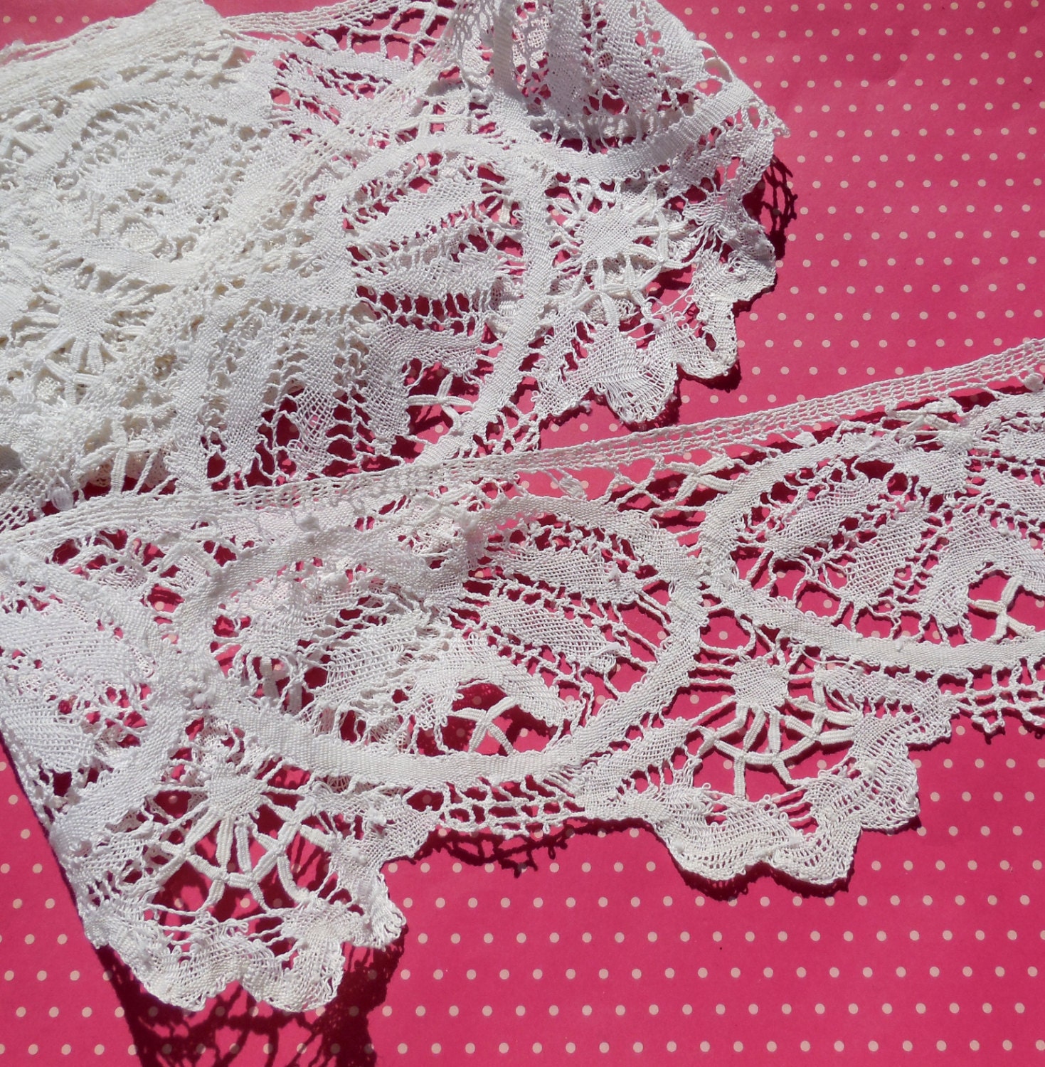 Antique Lace Vintage Lace Trim Cotton Bobbin Lace Hearts Wide