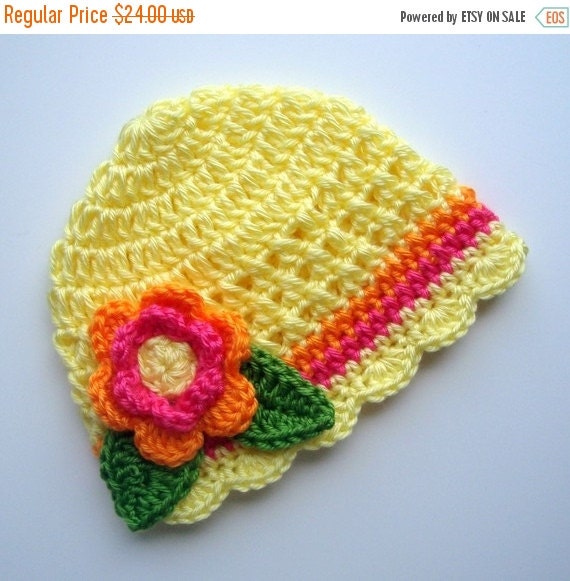 Crochet Baby Girl Beanie Hat Crochet Flower Beanie Hat by Karenisa