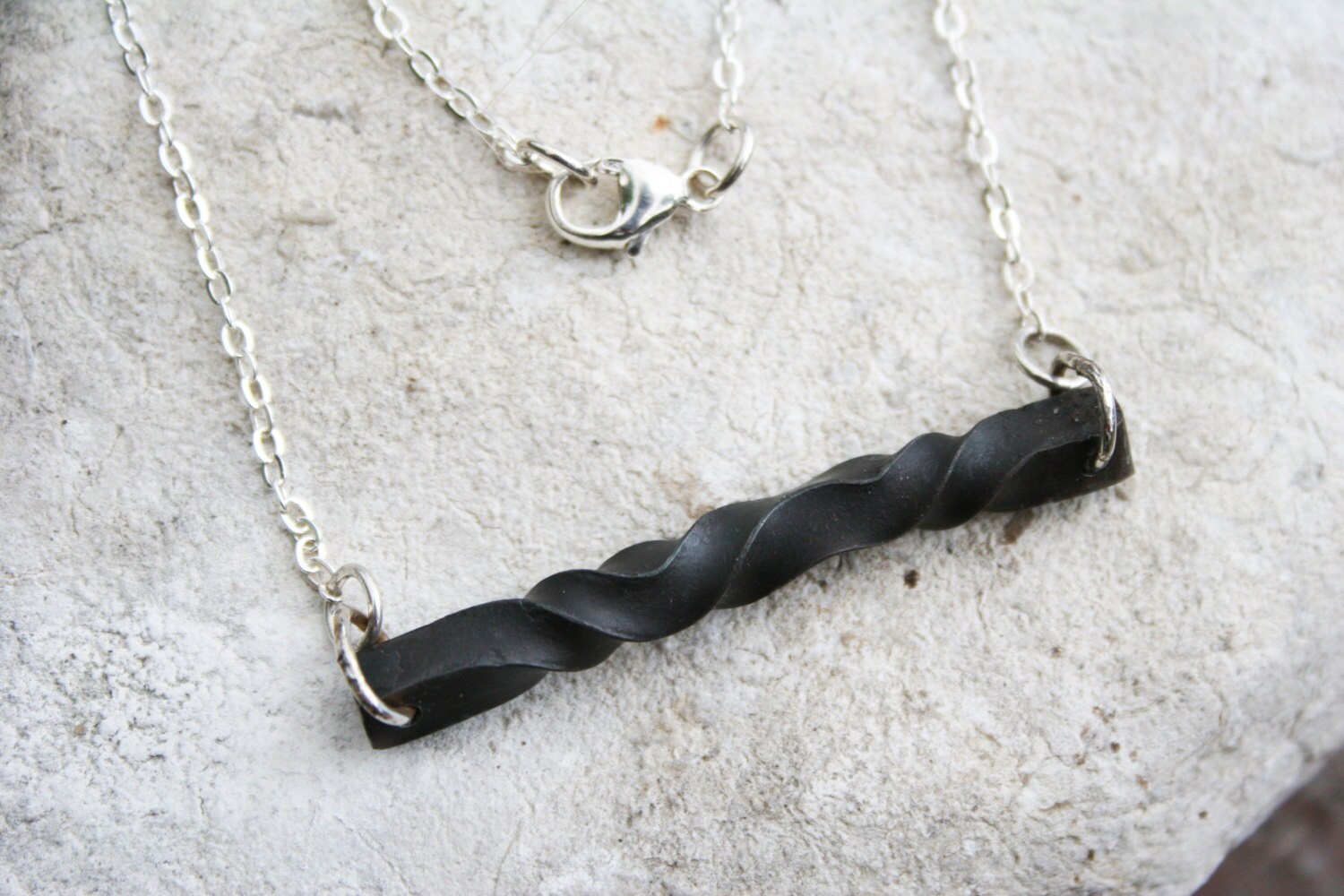 Black Bar Necklace Blacksmith Jewelry Iron Necklace Iron