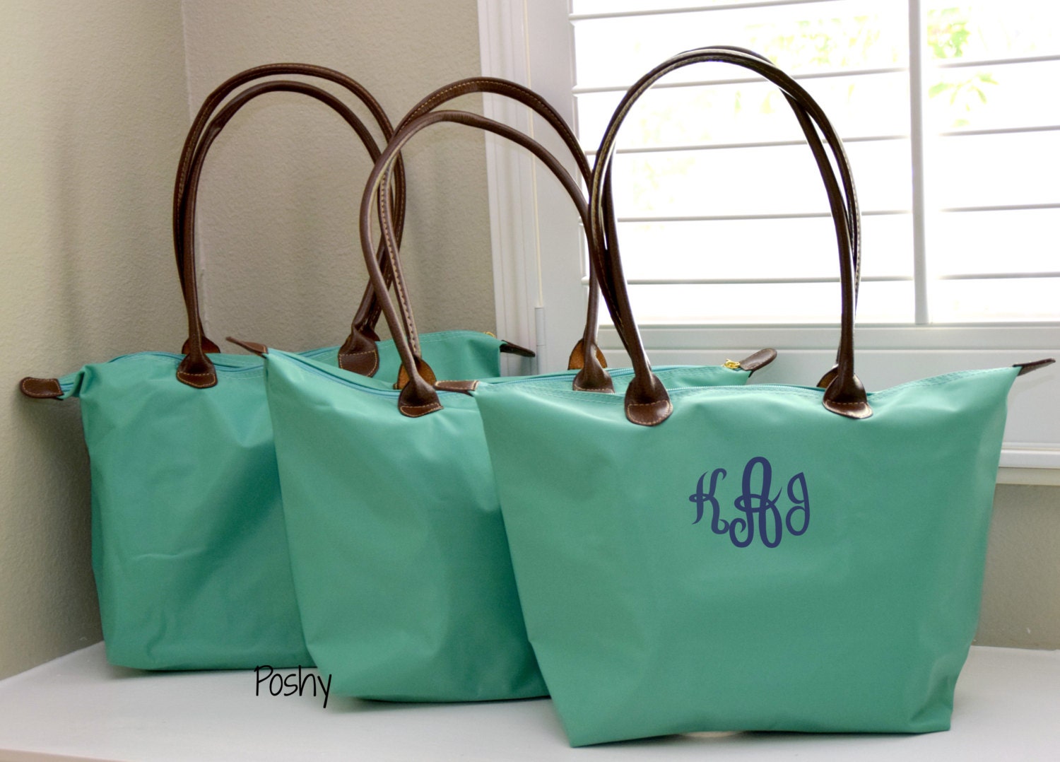 Personalized Bag Nylon Tote Monogrammed Bridesmaid Gift