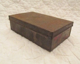 Antique Tin Storage Box from Old Industrial Mill SALE