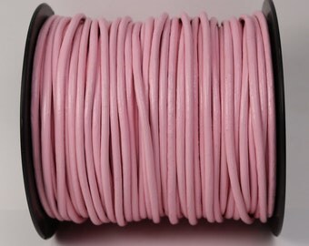 5 feet Pink Leather Cord - 3mm Genuine Leather Round Cord - USA Seller