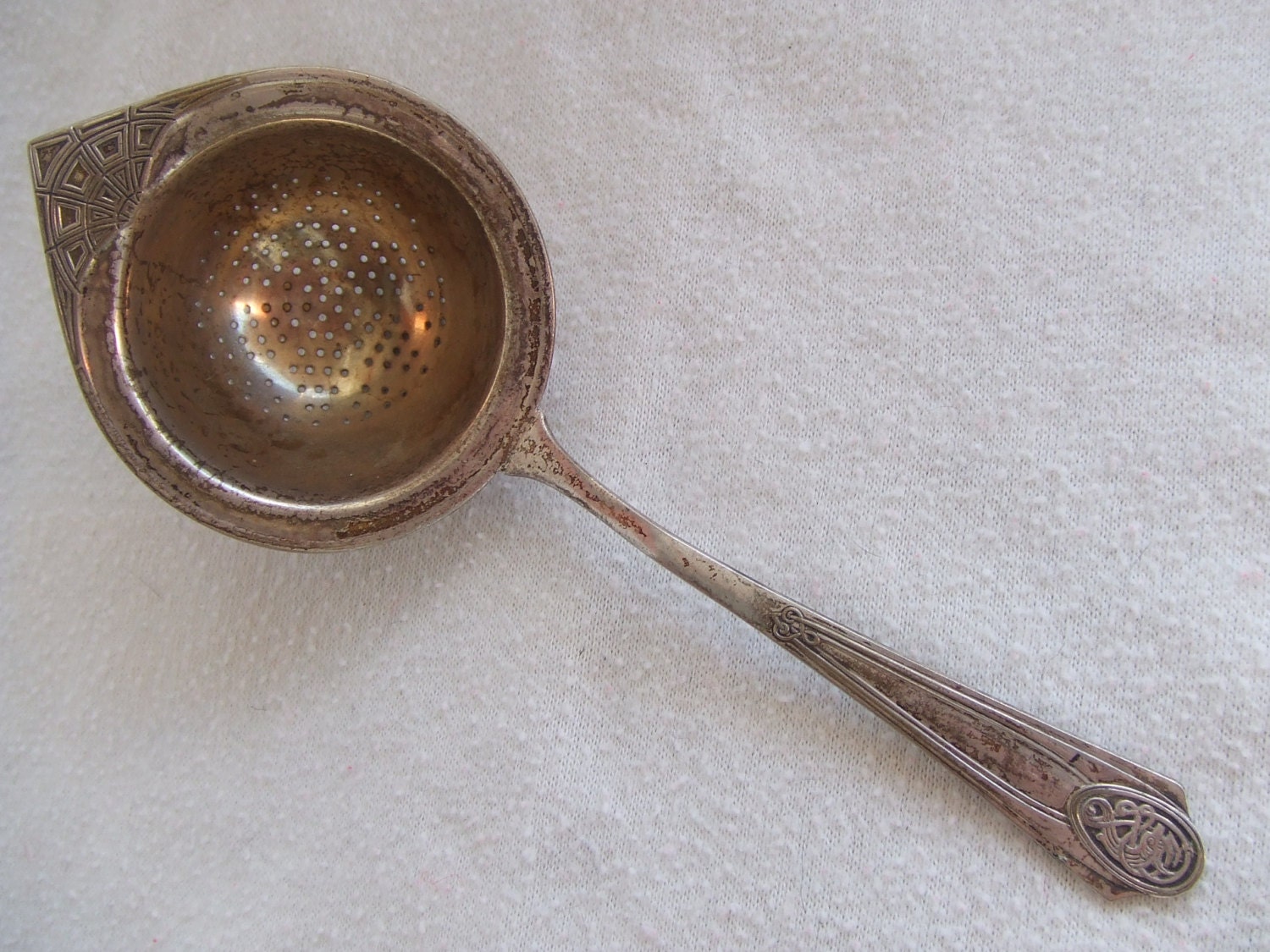 Antique Victorian Silver Tea Strainer Spoon