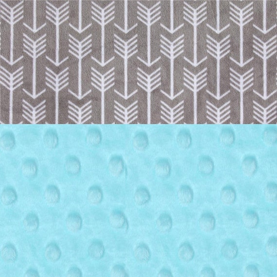 Minky Baby Blanket Boy, Aqua Blue Silver Gray Personalized Baby Blanket // Gray Arrow Baby Blanket // Baby Shower Gift