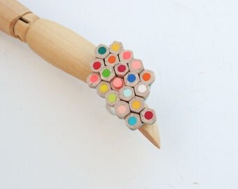 Ring - Extraordinary Pencil Slice Polymer Clay Ring 3