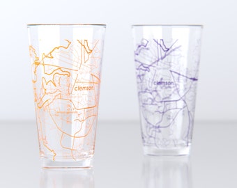 Clemson, SC - Clemson University - College Town Pint Map Glasses