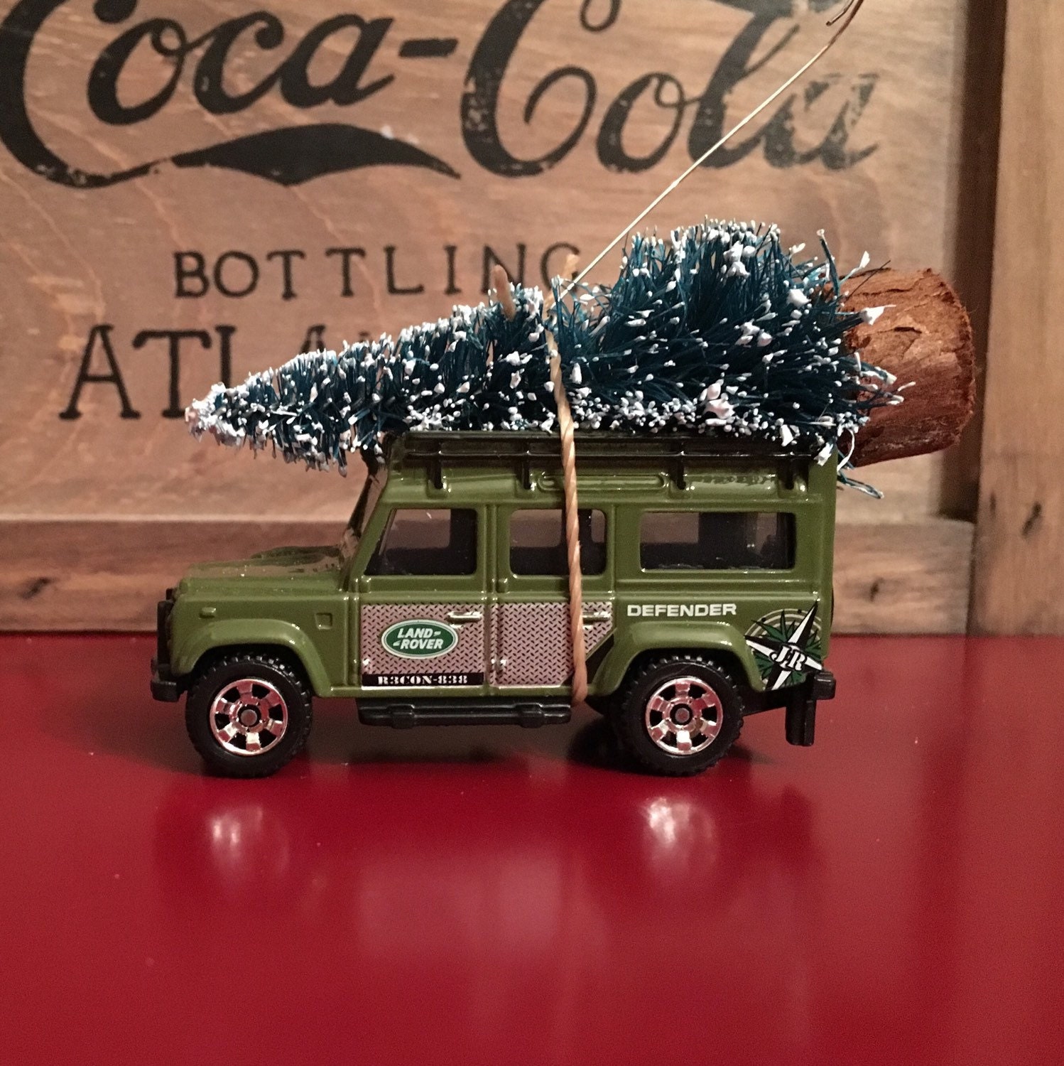 Land Rover Defender Carrying Christmas Tree Ornament