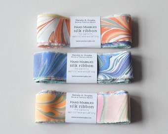 Marbled Silk Ribbon, 5 Pattern Variety