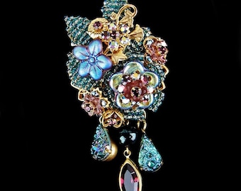 Stanley Hagler Ian St Gielar Blue Amethyst Floral Brooch