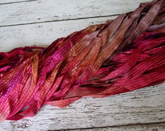NeW - Hand dyed ribbon - MERLOT dazzle ribbon, 5 yards