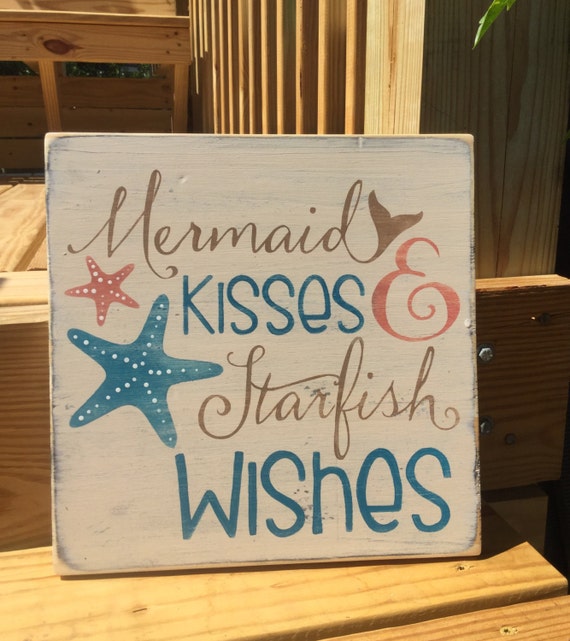 Download Mermaid Kisses Starfish Wishes Beach Coastal by justbeachyshop