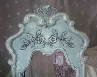 Mirror Charming Arch Top Ornate Shell Fancy Scroll Mirror Poppy Cottage Painted Furniture Vintage