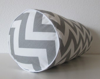 Bolster Pillow Cover - Grey chevron - zig zag - bolster pillow cover