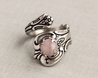 Rose Quartz Spoon Ring