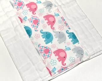 Baby Burp Cloth Burp Rag Baby Shower Gift Burping Cute Elephants Burpcloths Infant Girl Cloth Diaper Burpies