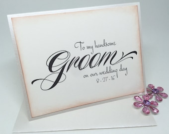 To My Groom Card On Our Wedding Day, Card for Handsome Groom, Card from Wife, Card for Groom, Groom Wedding Card, Vintage Style Wedding