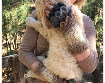 Multi color Dragon Scale Gloves PATTERN - Ombre Dragon Gloves - Fingerless Gloves - Dragon Scales - Crocodile Stitch - Crochet Pattern