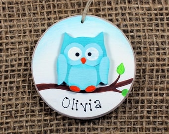 Owl Ornament~Keepsake~First Christmas~Personalized~Baby~Child's name