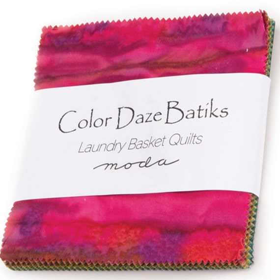 Color Daze Batiks Charm Pack by Laundry Basket Quilts for Moda