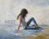 Lady Resting Art Print, woman, rest, relax, gray, grey, blue, wall art, zen, figurative, print of original oil painting, Vickie Wade Art Lady Resting Art Print, woman, rest, relax, gray, grey, blue, wall art, zen, figurative, print of original oil painting, Vickie Wade Art