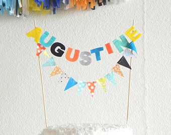 Personalized Birthday Cake Topper, Name Cake Topper, Smash Cake Topper, Cake Bunting, Bunting Cake Topper, 1st Birthday Cake Topper Boy