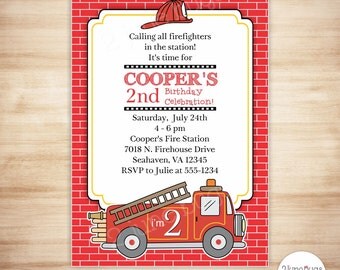 Fire Truck Party Invitation - Firetruck Party Invitation - Fireman Birthday Party Invitation - PRINTABLE EDITABLE TEMPLATE, Instant Download