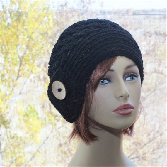 ladies black beanie hat